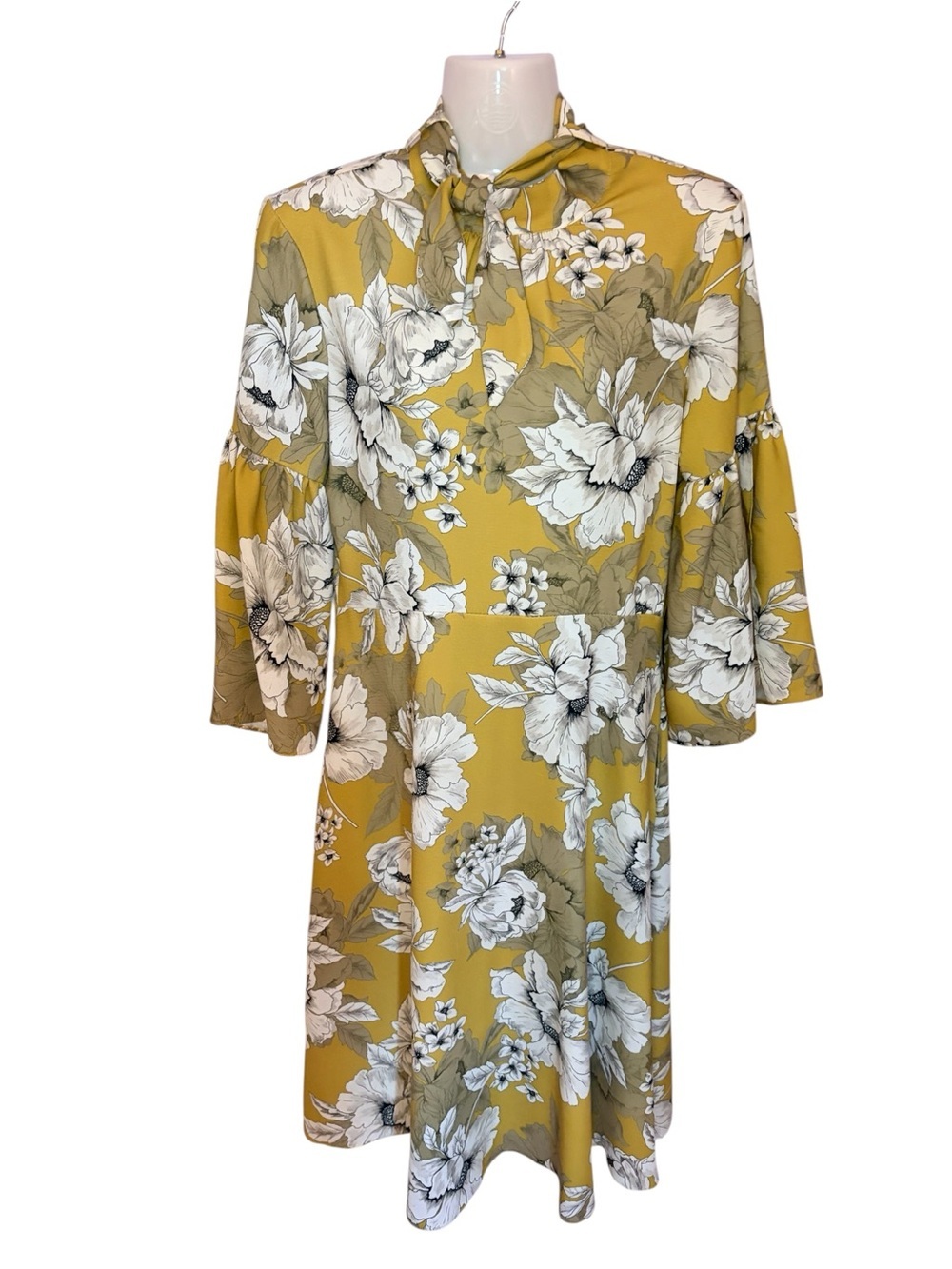 Closet Mustard Yellow Floral Midi Dress